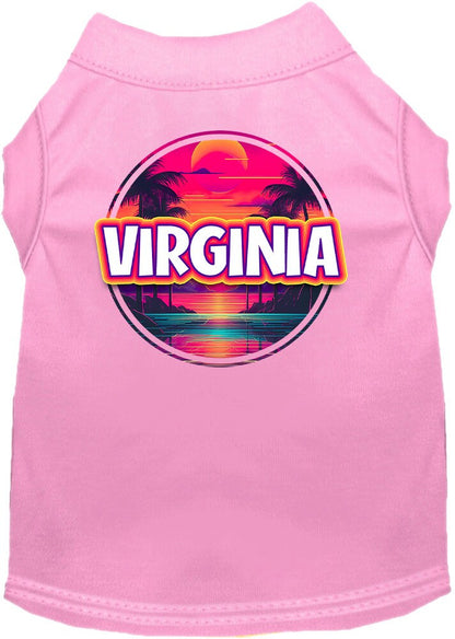 Pet Dog & Cat Screen Printed Shirt for Medium to Large Pets (Sizes 2XL-6XL), "Virginia Neon Beach Sunset"