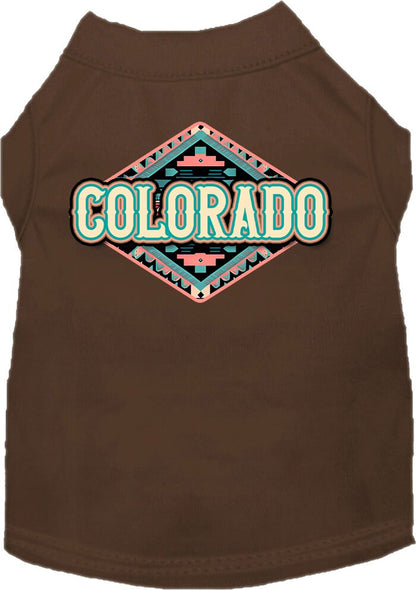 Pet Dog & Cat Screen Printed Shirt for Small to Medium Pets (Sizes XS-XL), "Colorado Peach Aztec"