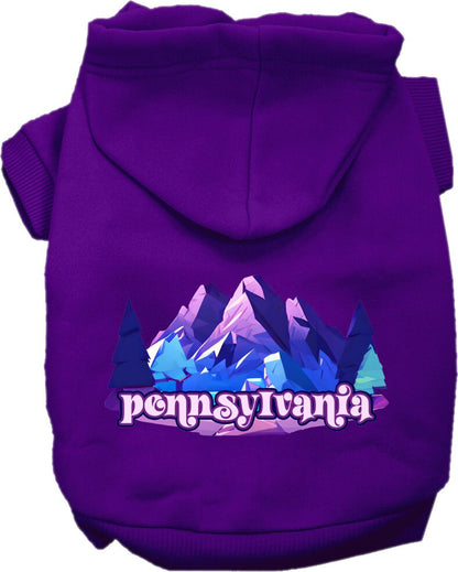 Pet Dog & Cat Screen Printed Hoodie for Small to Medium Pets (Sizes XS-XL), "Pennsylvania Alpine Pawscape"