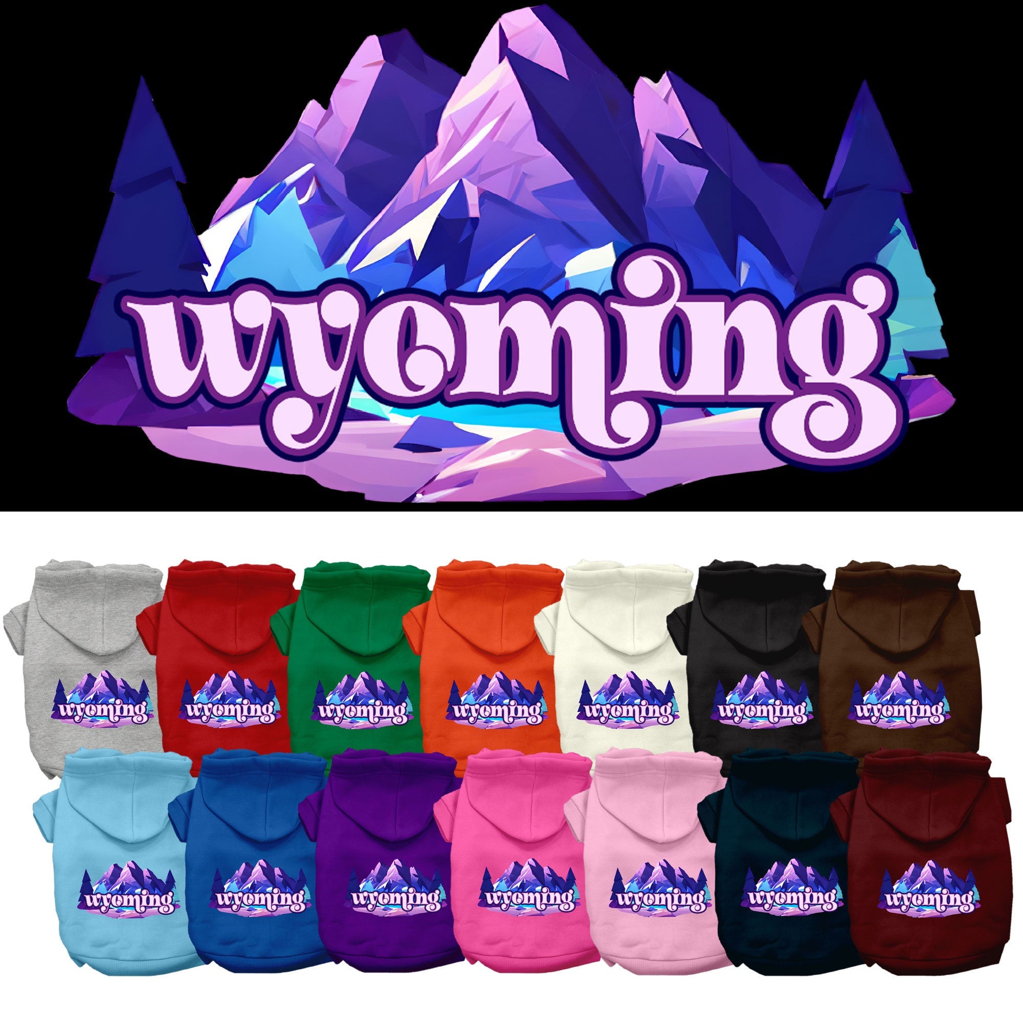 Pet Dog & Cat Screen Printed Hoodie for Small to Medium Pets (Sizes XS-XL), &quot;Wyoming Alpine Pawscape&quot;