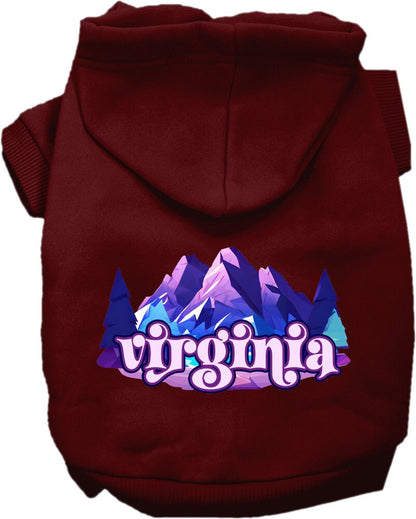 Pet Dog & Cat Screen Printed Hoodie for Medium to Large Pets (Sizes 2XL-6XL), "Virginia Alpine Pawscape"