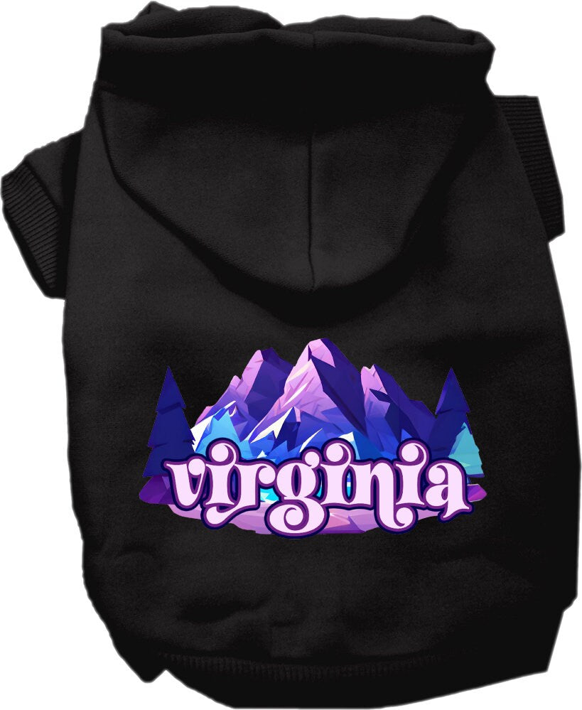 Pet Dog & Cat Screen Printed Hoodie for Small to Medium Pets (Sizes XS-XL), "Virginia Alpine Pawscape"