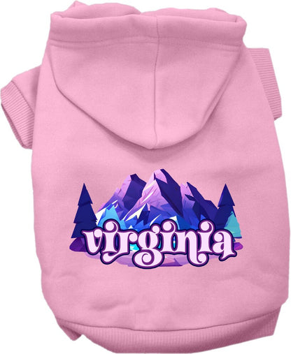 Pet Dog & Cat Screen Printed Hoodie for Small to Medium Pets (Sizes XS-XL), "Virginia Alpine Pawscape"