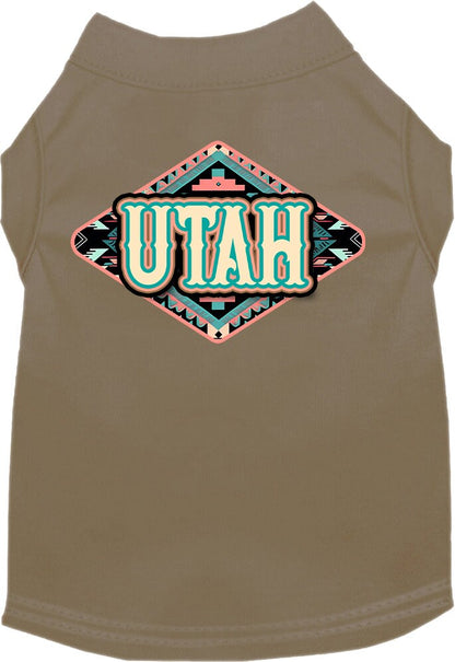 Pet Dog & Cat Screen Printed Shirt for Small to Medium Pets (Sizes XS-XL), "Utah Peach Aztec"