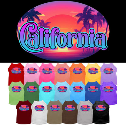 Pet Dog & Cat Screen Printed Shirt for Small to Medium Pets (Sizes XS-XL), &quot;California Classic Beach&quot;