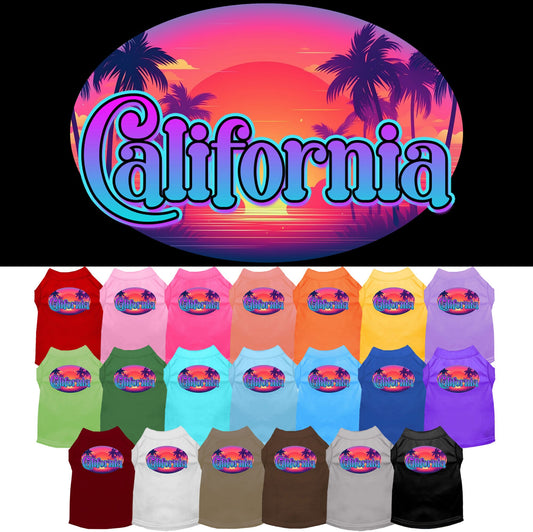 Pet Dog & Cat Screen Printed Shirt for Small to Medium Pets (Sizes XS-XL), &quot;California Classic Beach&quot;