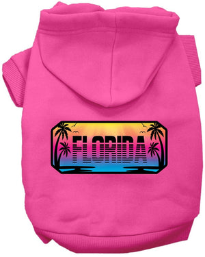 Pet Dog & Cat Screen Printed Hoodie for Medium to Large Pets (Sizes 2XL-6XL), "Florida Beach Shades"