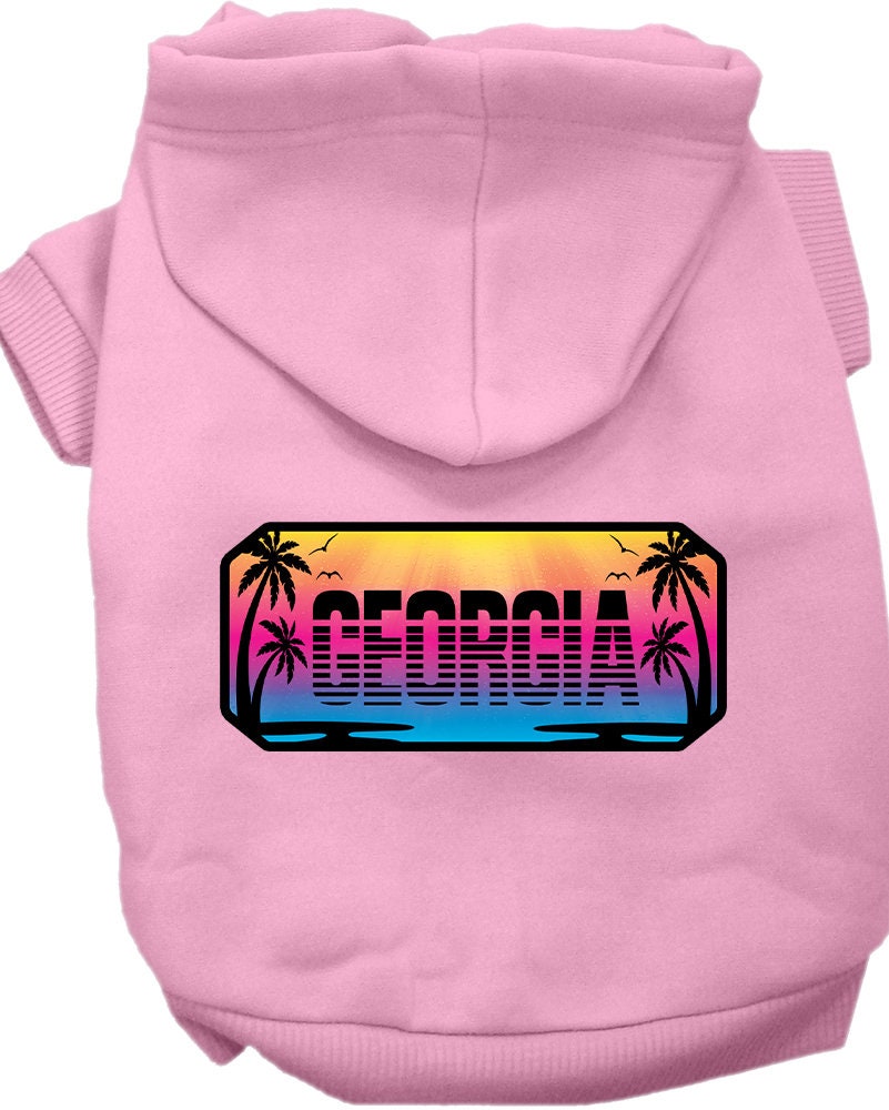Pet Dog & Cat Screen Printed Hoodie for Small to Medium Pets (Sizes XS-XL), "Georgia Beach Shades"