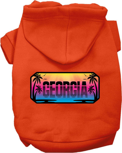 Pet Dog & Cat Screen Printed Hoodie for Small to Medium Pets (Sizes XS-XL), "Georgia Beach Shades"