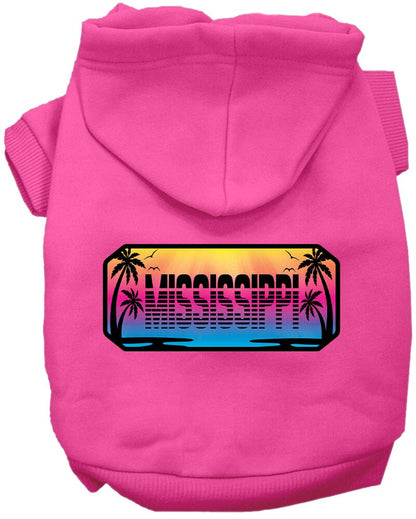 Pet Dog & Cat Screen Printed Hoodie for Small to Medium Pets (Sizes XS-XL), "Mississippi Beach Shades"