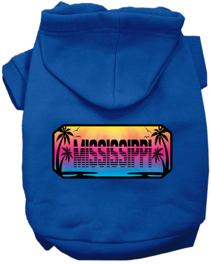 Pet Dog & Cat Screen Printed Hoodie for Small to Medium Pets (Sizes XS-XL), "Mississippi Beach Shades"