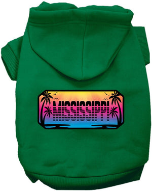 Pet Dog & Cat Screen Printed Hoodie for Small to Medium Pets (Sizes XS-XL), "Mississippi Beach Shades"
