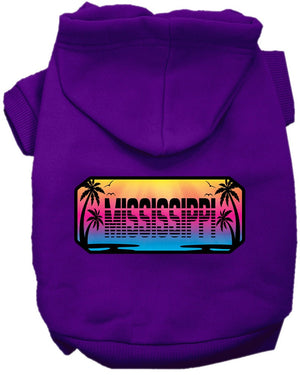 Pet Dog & Cat Screen Printed Hoodie for Medium to Large Pets (Sizes 2XL-6XL), "Mississippi Beach Shades"