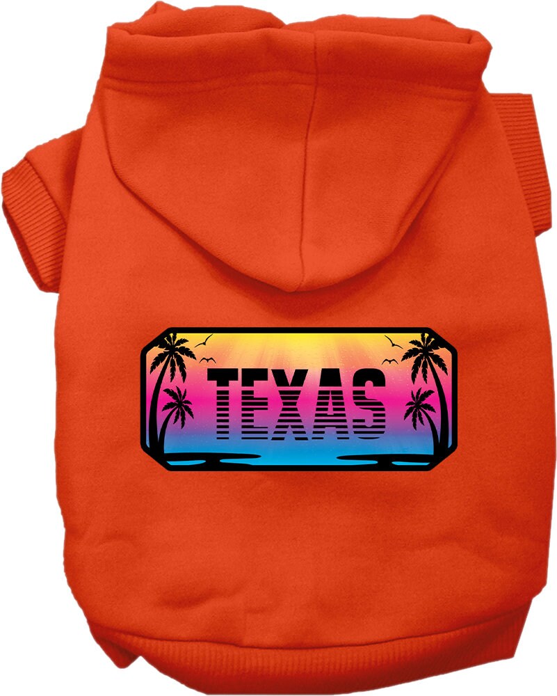 Pet Dog & Cat Screen Printed Hoodie for Medium to Large Pets (Sizes 2XL-6XL), "Texas Beach Shades"