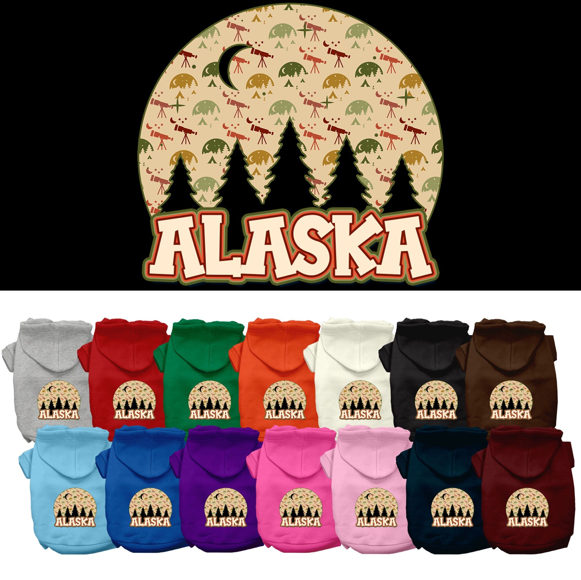 Pet Dog & Cat Screen Printed Hoodie for Small to Medium Pets (Sizes XS-XL), &quot;Alaska Under The Stars&quot;