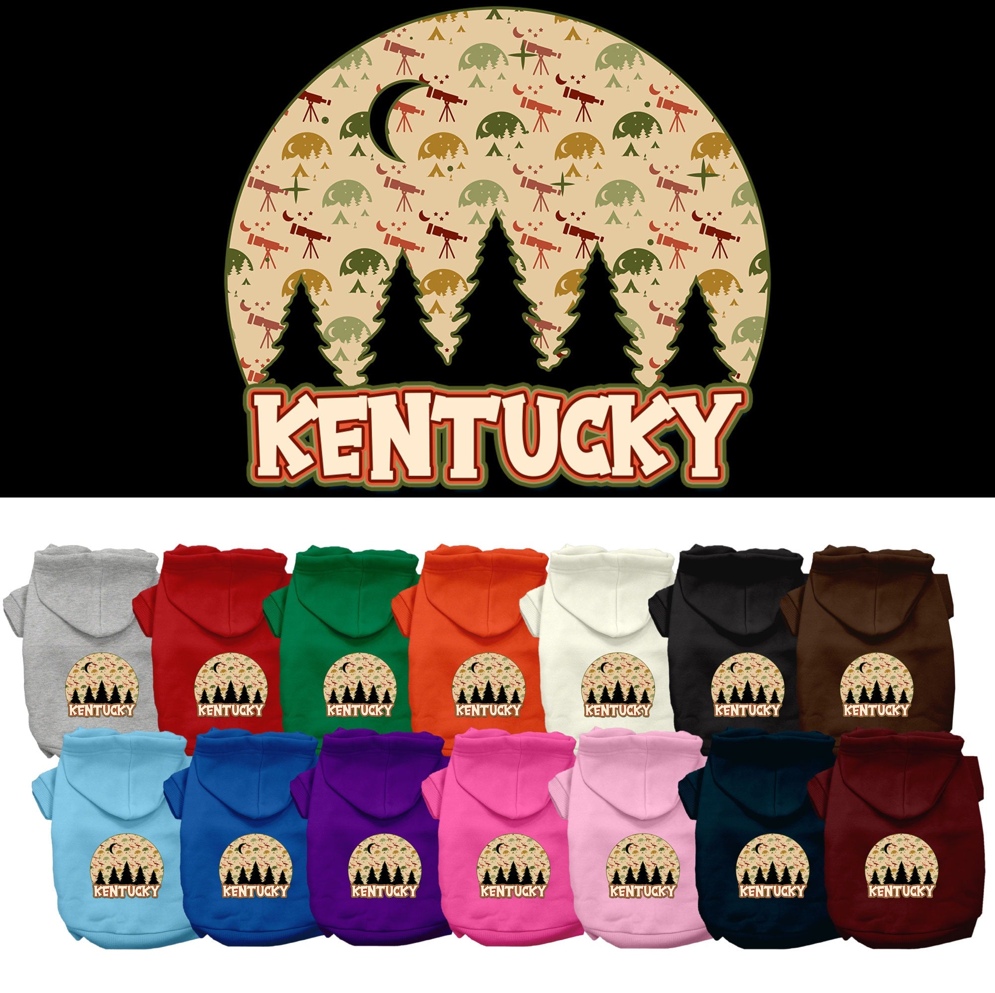 Pet Dog & Cat Screen Printed Hoodie for Medium to Large Pets (Sizes 2XL-6XL), &quot;Kentucky Under The Stars&quot;