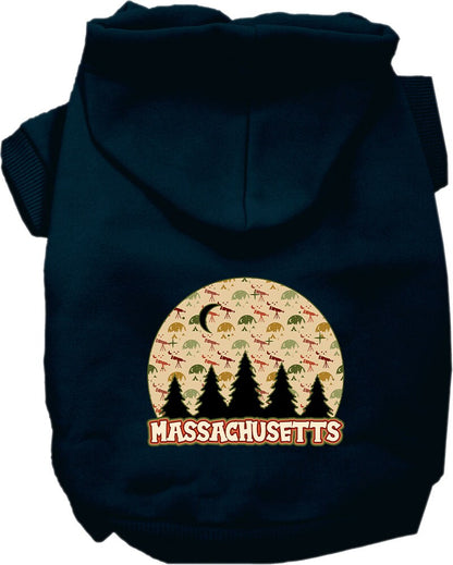 Pet Dog & Cat Screen Printed Hoodie for Small to Medium Pets (Sizes XS-XL), "Massachusetts Under The Stars"