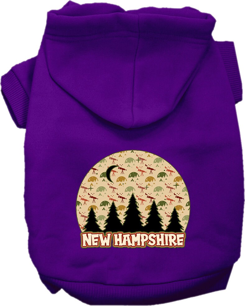 Pet Dog & Cat Screen Printed Hoodie for Medium to Large Pets (Sizes 2XL-6XL), "New Hampshire Under The Stars"