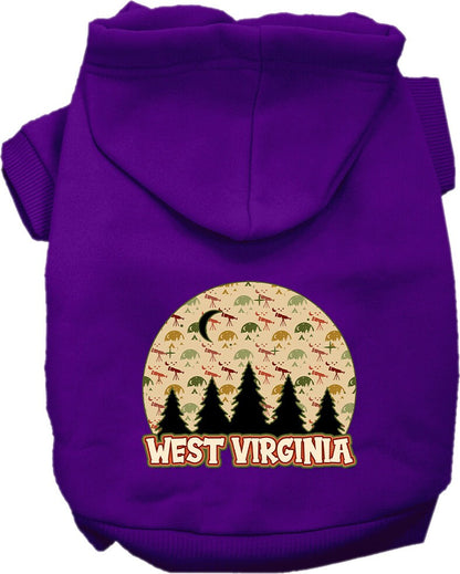 Pet Dog & Cat Screen Printed Hoodie for Small to Medium Pets (Sizes XS-XL), "West Virginia Under The Stars"