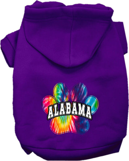 Pet Dog & Cat Screen Printed Hoodie for Medium to Large Pets (Sizes 2XL-6XL), "Alabama Bright Tie Dye"