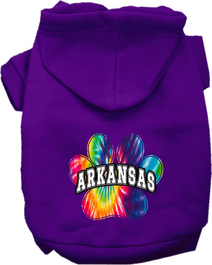 Pet Dog & Cat Screen Printed Hoodie for Medium to Large Pets (Sizes 2XL-6XL), "Arkansas Bright Tie Dye"