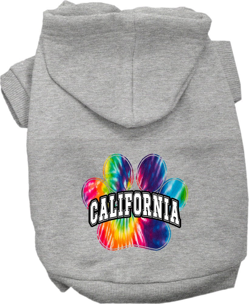 Pet Dog & Cat Screen Printed Hoodie for Small to Medium Pets (Sizes XS-XL), "California Bright Tie Dye"