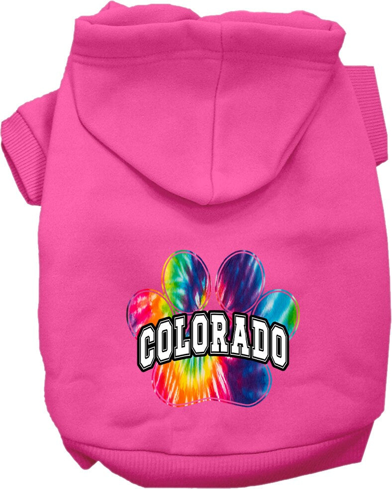Pet Dog & Cat Screen Printed Hoodie for Medium to Large Pets (Sizes 2XL-6XL), "Colorado Bright Tie Dye"