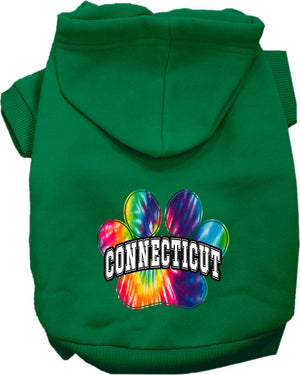 Pet Dog & Cat Screen Printed Hoodie for Medium to Large Pets (Sizes 2XL-6XL), "Connecticut Bright Tie Dye"