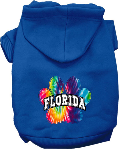 Pet Dog & Cat Screen Printed Hoodie for Medium to Large Pets (Sizes 2XL-6XL), "Florida Bright Tie Dye"