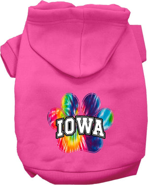Pet Dog & Cat Screen Printed Hoodie for Small to Medium Pets (Sizes XS-XL), "Iowa Bright Tie Dye"