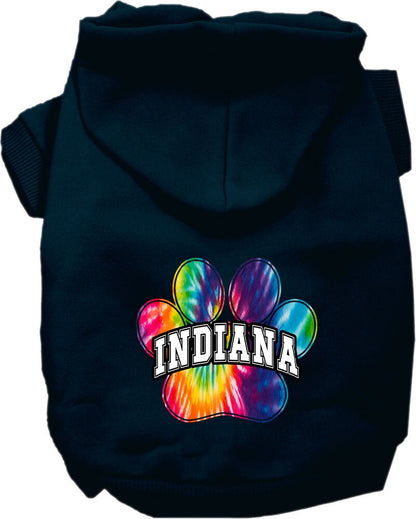 Pet Dog & Cat Screen Printed Hoodie for Medium to Large Pets (Sizes 2XL-6XL), "Indiana Bright Tie Dye"