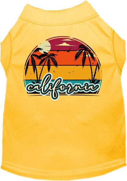 Pet Dog & Cat Screen Printed Shirt for Medium to Large Pets (Sizes 2XL-6XL), "California Retro Beach Sunset"