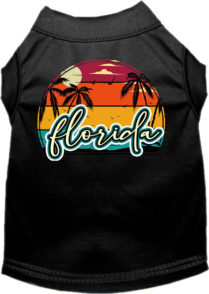 Pet Dog & Cat Screen Printed Shirt for Medium to Large Pets (Sizes 2XL-6XL), "Florida Retro Beach Sunset"