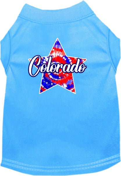 Pet Dog & Cat Screen Printed Shirt for Small to Medium Pets (Sizes XS-XL), "Colorado Patriotic Tie Dye"