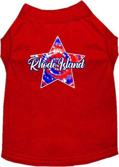 Pet Dog & Cat Screen Printed Shirt for Medium to Large Pets (Sizes 2XL-6XL), "Rhode Island Patriotic Tie Dye"