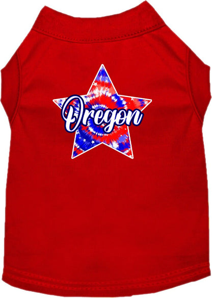 Pet Dog & Cat Screen Printed Shirt for Small to Medium Pets (Sizes XS-XL), "Oregon Patriotic Tie Dye"