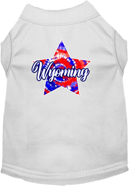 Pet Dog & Cat Screen Printed Shirt for Small to Medium Pets (Sizes XS-XL), "Wyoming Patriotic Tie Dye"