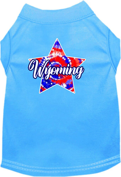 Pet Dog & Cat Screen Printed Shirt for Small to Medium Pets (Sizes XS-XL), "Wyoming Patriotic Tie Dye"