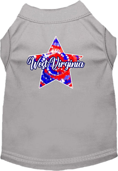 Pet Dog & Cat Screen Printed Shirt for Medium to Large Pets (Sizes 2XL-6XL), "West Virginia Patriotic Tie Dye"