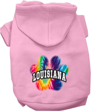 Pet Dog & Cat Screen Printed Hoodie for Small to Medium Pets (Sizes XS-XL), "Louisiana Bright Tie Dye"