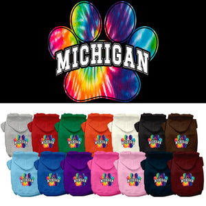 Pet Dog & Cat Screen Printed Hoodie for Medium to Large Pets (Sizes 2XL-6XL), &quot;Michigan Bright Tie Dye&quot;