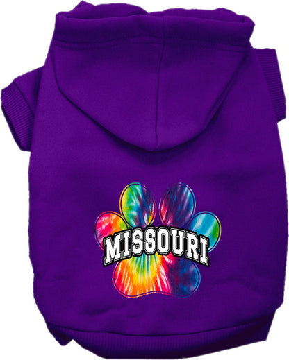 Pet Dog & Cat Screen Printed Hoodie for Medium to Large Pets (Sizes 2XL-6XL), "Missouri Bright Tie Dye"