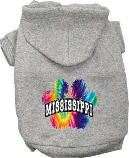 Pet Dog & Cat Screen Printed Hoodie for Small to Medium Pets (Sizes XS-XL), "Mississippi Bright Tie Dye"