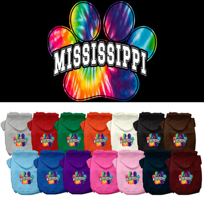 Pet Dog & Cat Screen Printed Hoodie for Medium to Large Pets (Sizes 2XL-6XL), &quot;Mississippi Bright Tie Dye&quot;