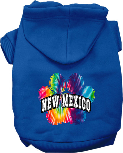 Pet Dog & Cat Screen Printed Hoodie for Small to Medium Pets (Sizes XS-XL), "New Mexico Bright Tie Dye"