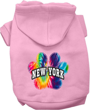 Pet Dog & Cat Screen Printed Hoodie for Small to Medium Pets (Sizes XS-XL), "New York Bright Tie Dye"