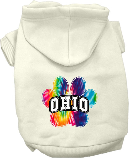 Pet Dog & Cat Screen Printed Hoodie for Medium to Large Pets (Sizes 2XL-6XL), "Ohio Bright Tie Dye"