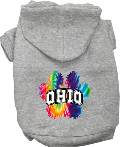 Pet Dog & Cat Screen Printed Hoodie for Medium to Large Pets (Sizes 2XL-6XL), "Ohio Bright Tie Dye"