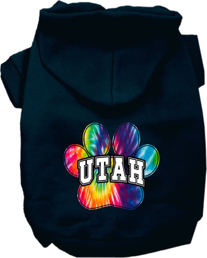 Pet Dog & Cat Screen Printed Hoodie for Medium to Large Pets (Sizes 2XL-6XL), "Utah Bright Tie Dye"