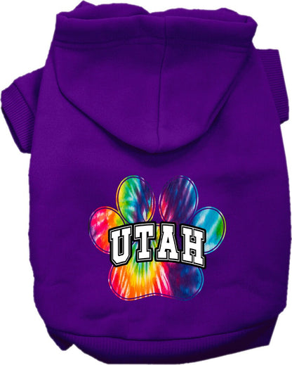 Pet Dog & Cat Screen Printed Hoodie for Small to Medium Pets (Sizes XS-XL), "Utah Bright Tie Dye"